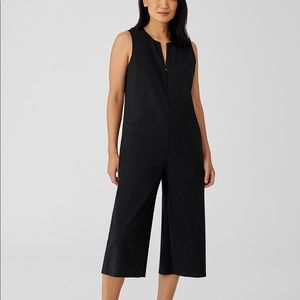 Eileen Fisher Organic Cotton Fleece Cropped Wide Jumpsuit Size L New W/Out Tags